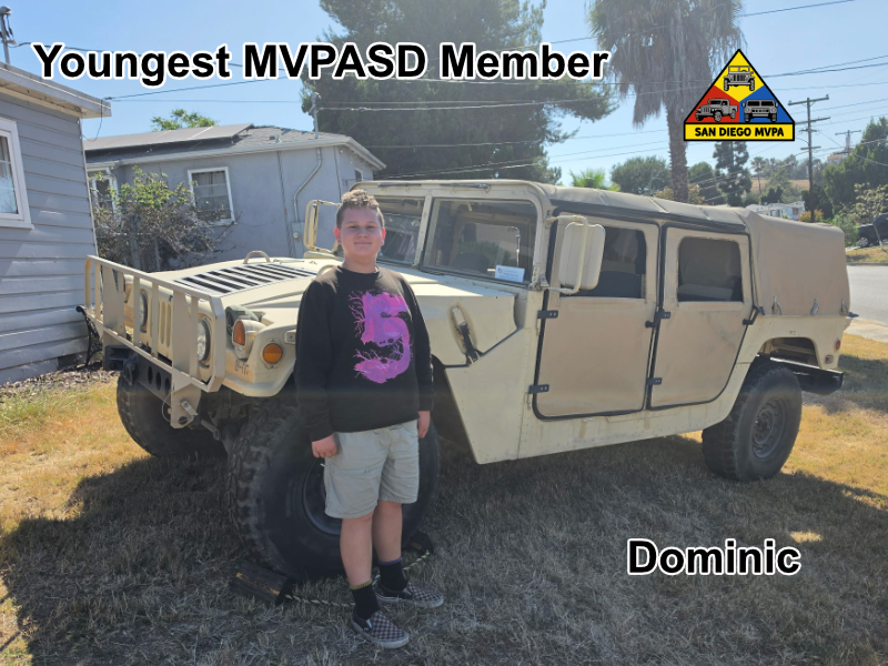 Dominic — Youngest MVPASD Member — with Humvee